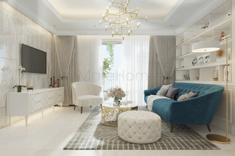 Không gian phòng khách tân cổ điển được thiết kế theo phong cách tân cổ điển không quá nổi bật về mặt công năng nhưng mang lại ấn tượng sâu sắc cho gia chủ Ấn tượng với các mẫu thiết kế phòng khách tân cổ điển tiện nghi
